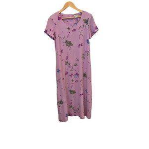 Coldwater Creek Long Purple Short Sleeve Floral Dress Size 6